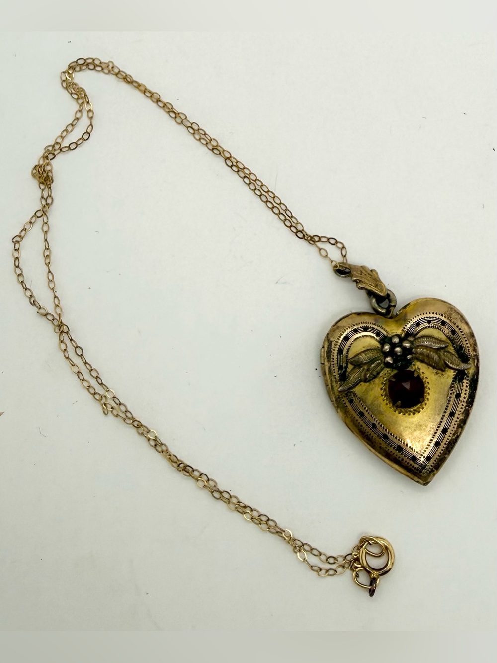 Vintage Navy Sweetheart Mourning Hair Gold Filled Heart Locket Pendant Necklace